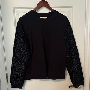 Tory Burch Black Ribbed Collar Top